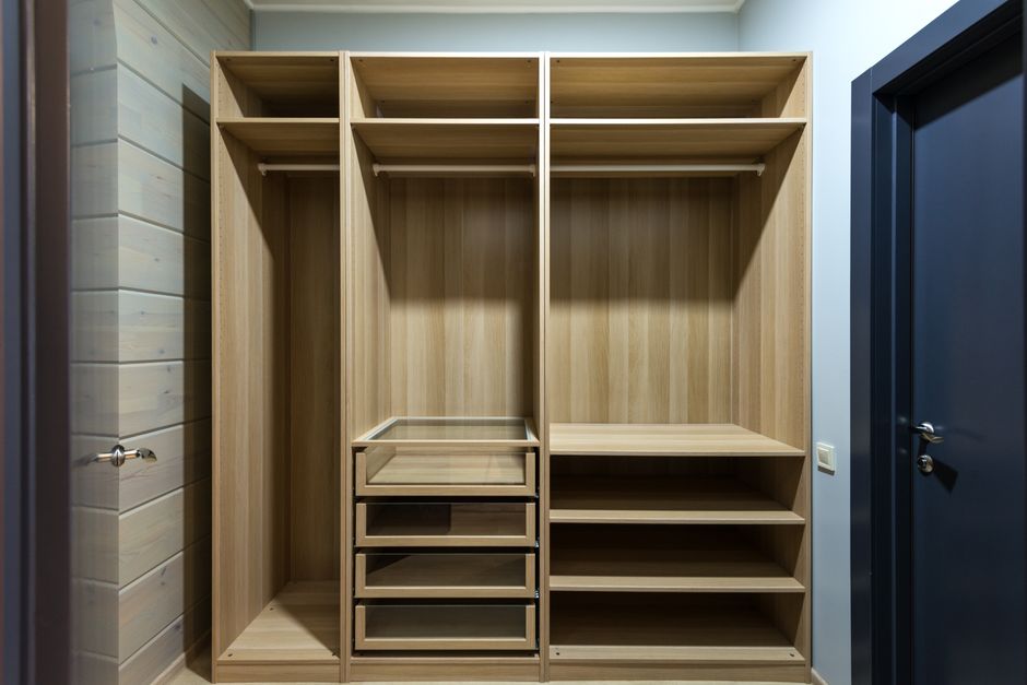 Wooden wardrobe drawers and organizers